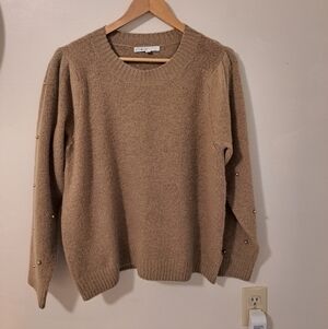 Cleo Tan Sweater with Pearl Details